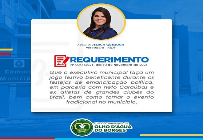 Requerimento 044/2021 - Jéssica Queiroga - PSDB