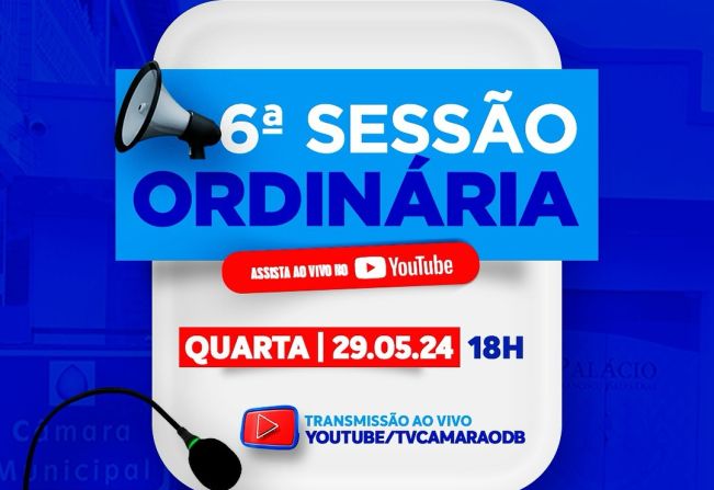 A Câmara Municipal de Olho D’Água do Borges informa que nesta quarta-feira (29), acontece mais uma Sessão Ordinária no Legislativo Municipal, logo mais às 18:00h.
