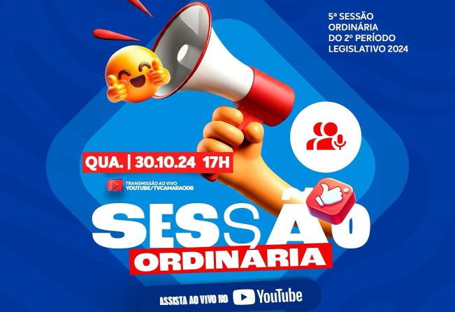 Nesta quarta-feira (30), acontece mais uma Sessão Ordinária no Legislativo Municipal, logo mais às 17:00h